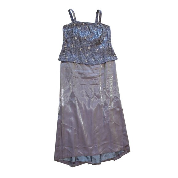 Alex Evenings Sequins maxi Dress Size 14WP Floral Print Purple Mother of Bride - Picture 9 of 12